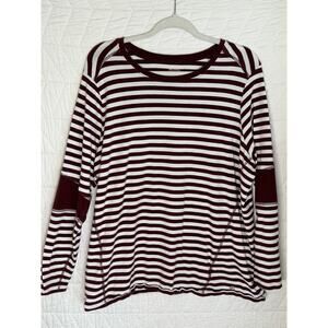 Michael Kors burgundy and White Knit Cotton Long Sleeve Top shirt Logo size 2X